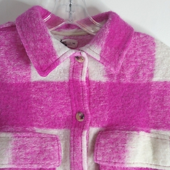 Zara - Pink/White Long Sleeve Cropped Wool Blend Jacket - Size 10 - Picture 3 of 7